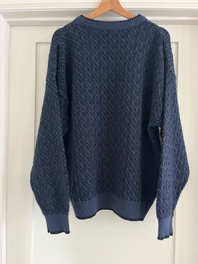 Vintage Jantzen Navy Diamond-Textured Crew Sweater XL